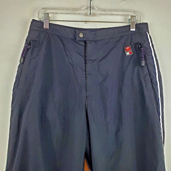 VINTAGE‎ Ski Pants Womens Medium Tommy Hilfiger Black Quilted Zip Ankles Y2K - Picture 9 of 14